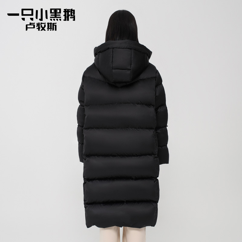卢牧斯卢牧斯小黑鹅系列加厚鹅绒羽绒服2024新款情侣长款冬季
