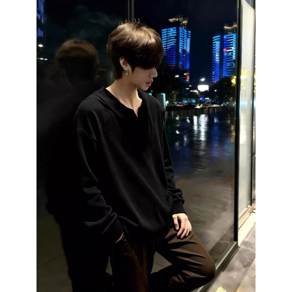 大码300斤V领德绒打底衫男冬季内搭美式痞帅正肩卫衣保暖长袖T恤,淘宝优惠券,粉丝福利购,淘宝优惠卷