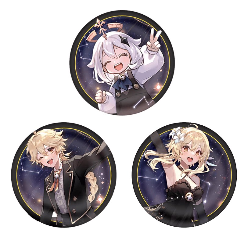 原神周边提瓦特晚会双闪吧唧徽章派蒙荧空自制同人学生礼物胸针