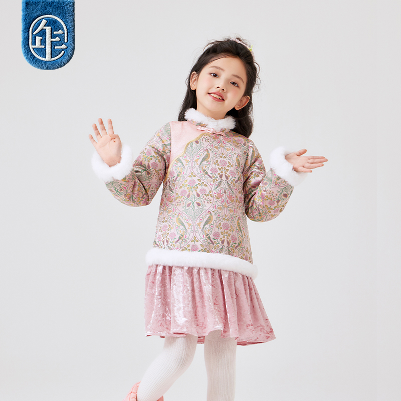 年衣童装旗袍裙女童冬季新款唐装连衣裙中式儿童加厚裙子礼服年服 - 图3