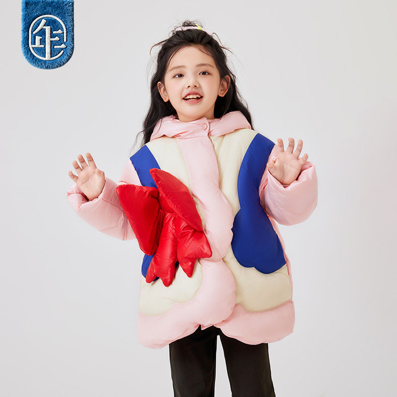 New year's clothing children's down jacket winter new children's baby duck down baby sweet hooded top thickened jacket