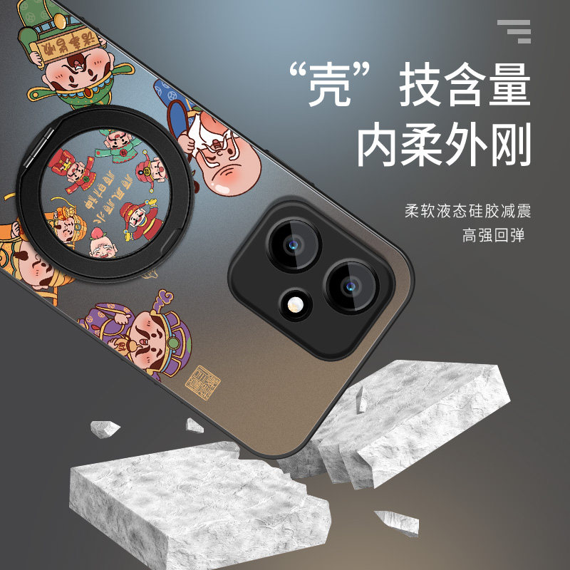 适用华为荣耀400手机壳honor400pro新款保护套400pro高级外套全包带防摔外壳AG马年财神爷旋转支架男软硅胶网,淘宝优惠券,粉丝福利购,淘宝优惠卷