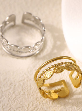 不掉色钛钢戒指女活口指环可调节对戒2024潮小众设计感ins冷淡风