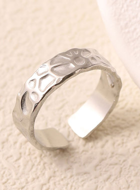 不掉色钛钢戒指女活口指环可调节对戒2024潮小众设计感ins冷淡风