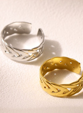 不掉色钛钢戒指女活口指环可调节对戒2024潮小众设计感ins冷淡风