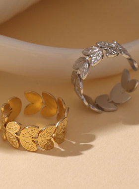 不掉色钛钢戒指女活口指环可调节对戒2024潮小众设计感ins冷淡风