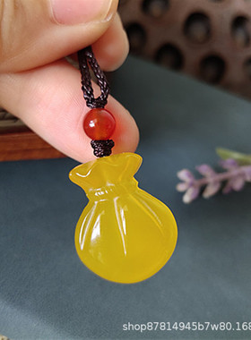 玉髓福袋吊坠玛瑙项链玉坠男女简约白绿粉紫黄色配饰迷你水晶挂件