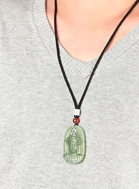 天然玉石绿度母吊坠新疆玉石多罗观音挂件男女玉佩项链玉牌玉器