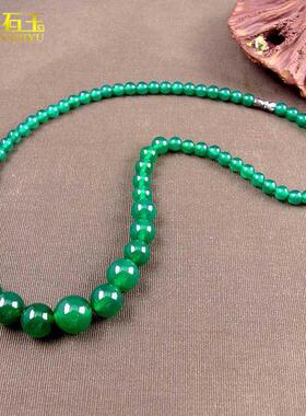 天然冰种绿玉髓塔链项链绿色玛瑙妈妈链塔形项链饰品直播货源