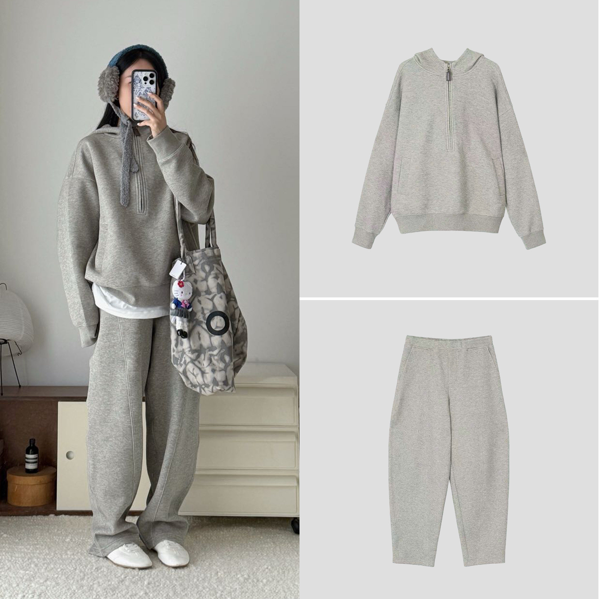 【博主同款】SILAVIE宽松长袖连帽半拉链卫衣立体弧形休闲裤套装,淘宝优惠券,粉丝福利购,淘宝优惠卷