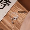 Internet celebrity popular pure silver 999 tassel pull-out fox mask live ring new ring lover gift
