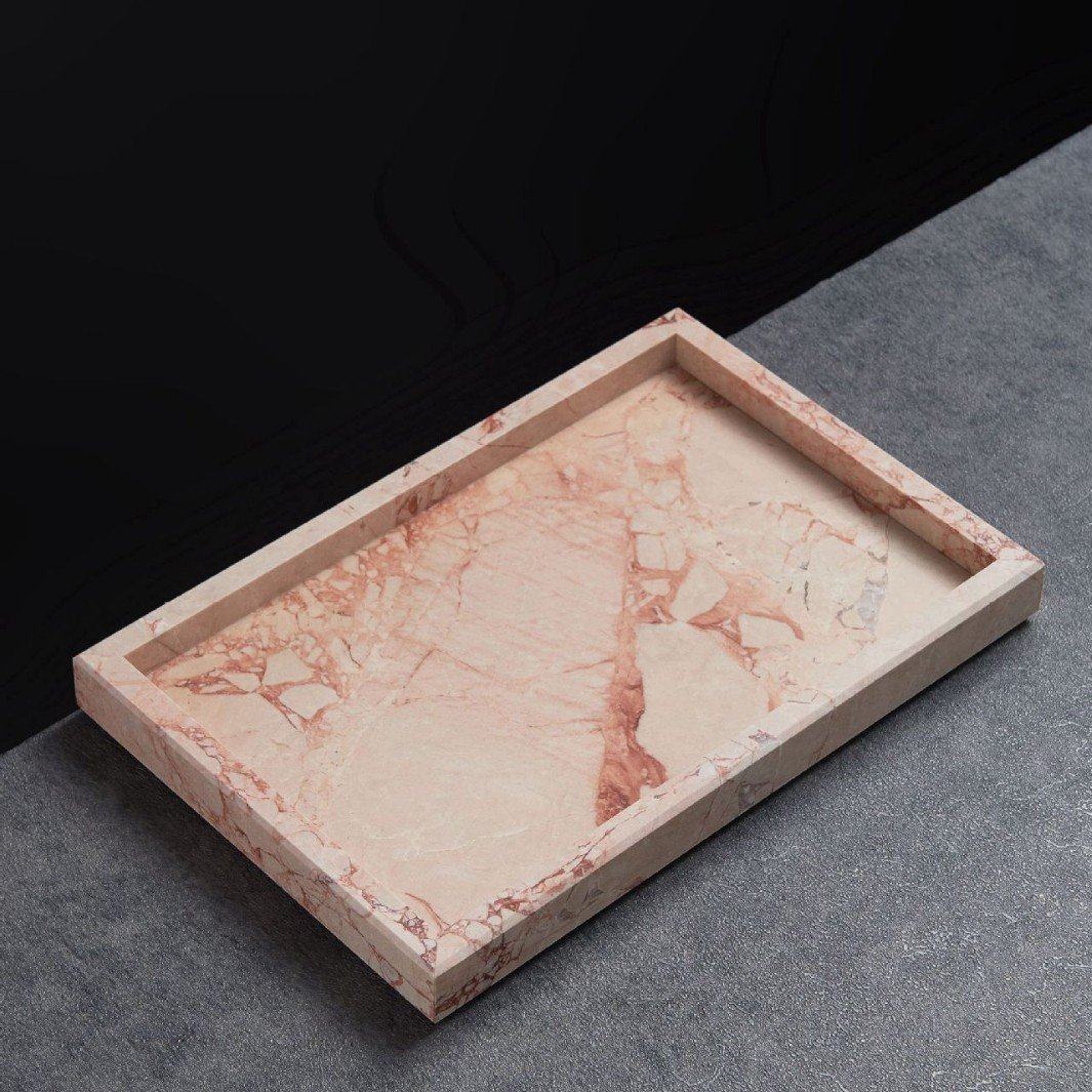 天然奢石粉绿卫浴洗漱托盘侘寂风浴室用品套件收纳样板间酒店展示,淘宝优惠券,粉丝福利购,淘宝优惠卷