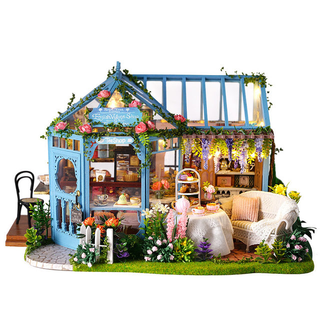 Zhiquwu diy cabin rose garden tea house handmade architectural model wooden villa creative gift
