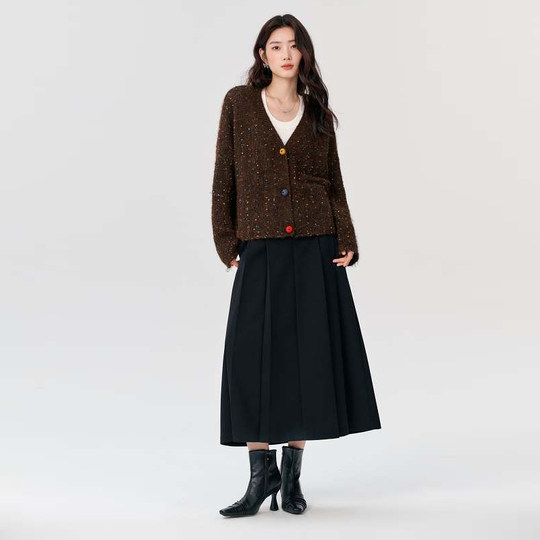 Базовый дом Bajia, вязаный кардиган с V-образным вырезом, новый весенний женский свитер с контрастными пуговицами, ленивый свитер