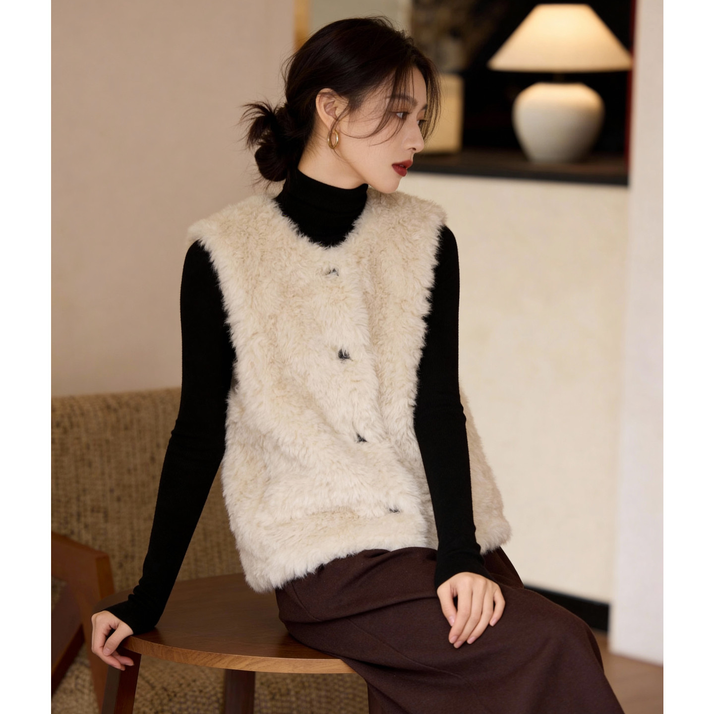 百家好仿皮草马甲女25冬季新款毛绒软糯毛毛马甲保暖短款无袖外套,淘宝优惠券,粉丝福利购,淘宝优惠卷