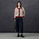 Basic House/Baijiahao retro contrast striped sweater winter new design round neck cardigan jacket