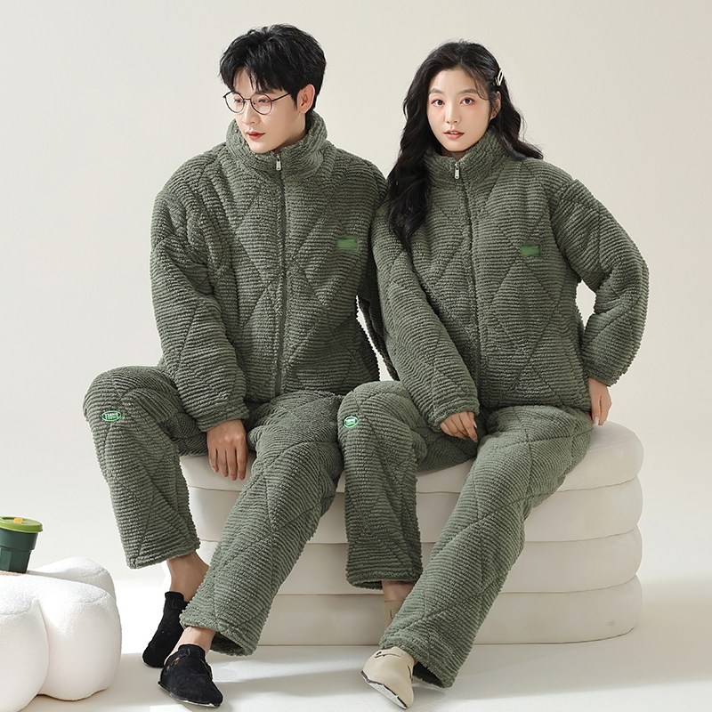 芬腾可安情侣睡衣女士秋冬季珊瑚绒加绒加厚套装三层夹棉法兰绒男,淘宝优惠券,粉丝福利购,淘宝优惠卷