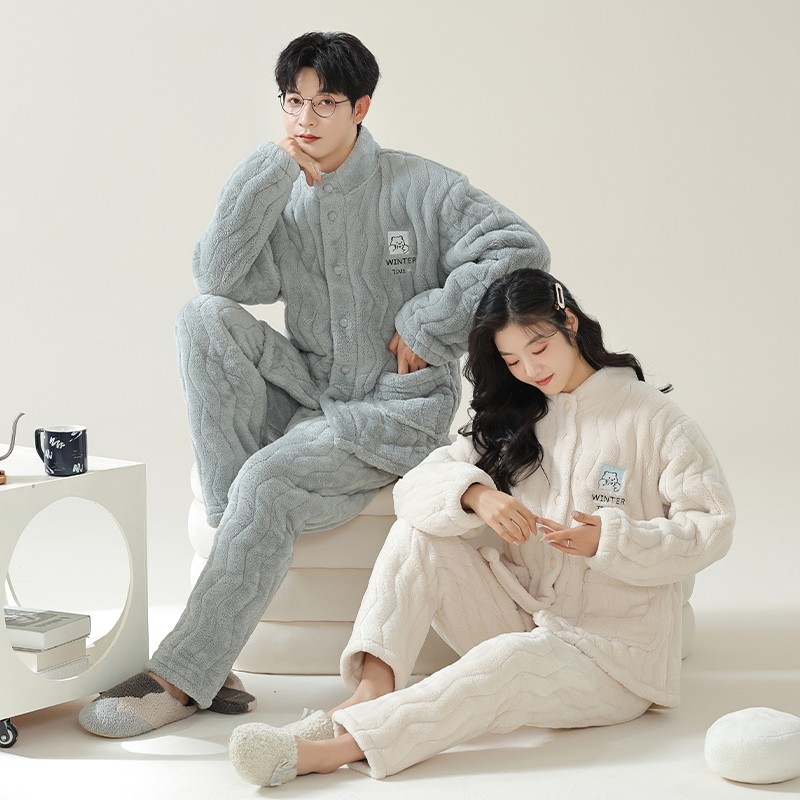 芬腾可安情侣睡衣女士秋冬季珊瑚绒加绒加厚套装三层夹棉法兰绒男,淘宝优惠券,粉丝福利购,淘宝优惠卷