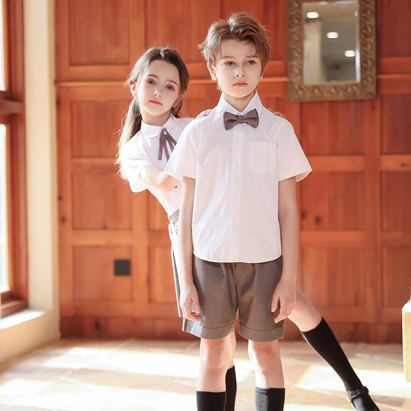 六一儿童演出服男女童学院风校服夏季白色短袖衬衫朗诵套装合唱服,淘宝优惠券,粉丝福利购,淘宝优惠卷