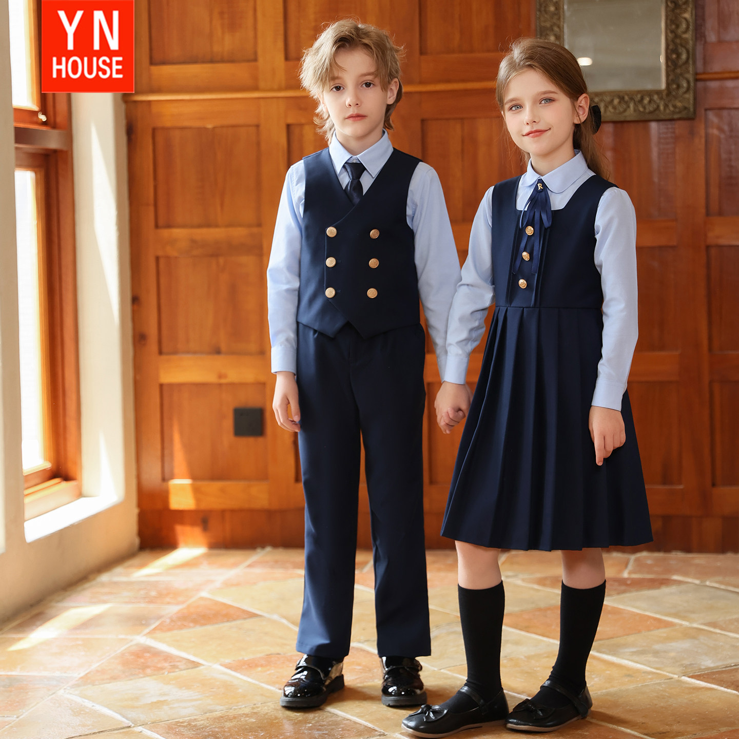 元旦儿童演出服英伦风长袖衬衫长裤马甲班服合唱服朗诵舞台装童装,淘宝优惠券,粉丝福利购,淘宝优惠卷