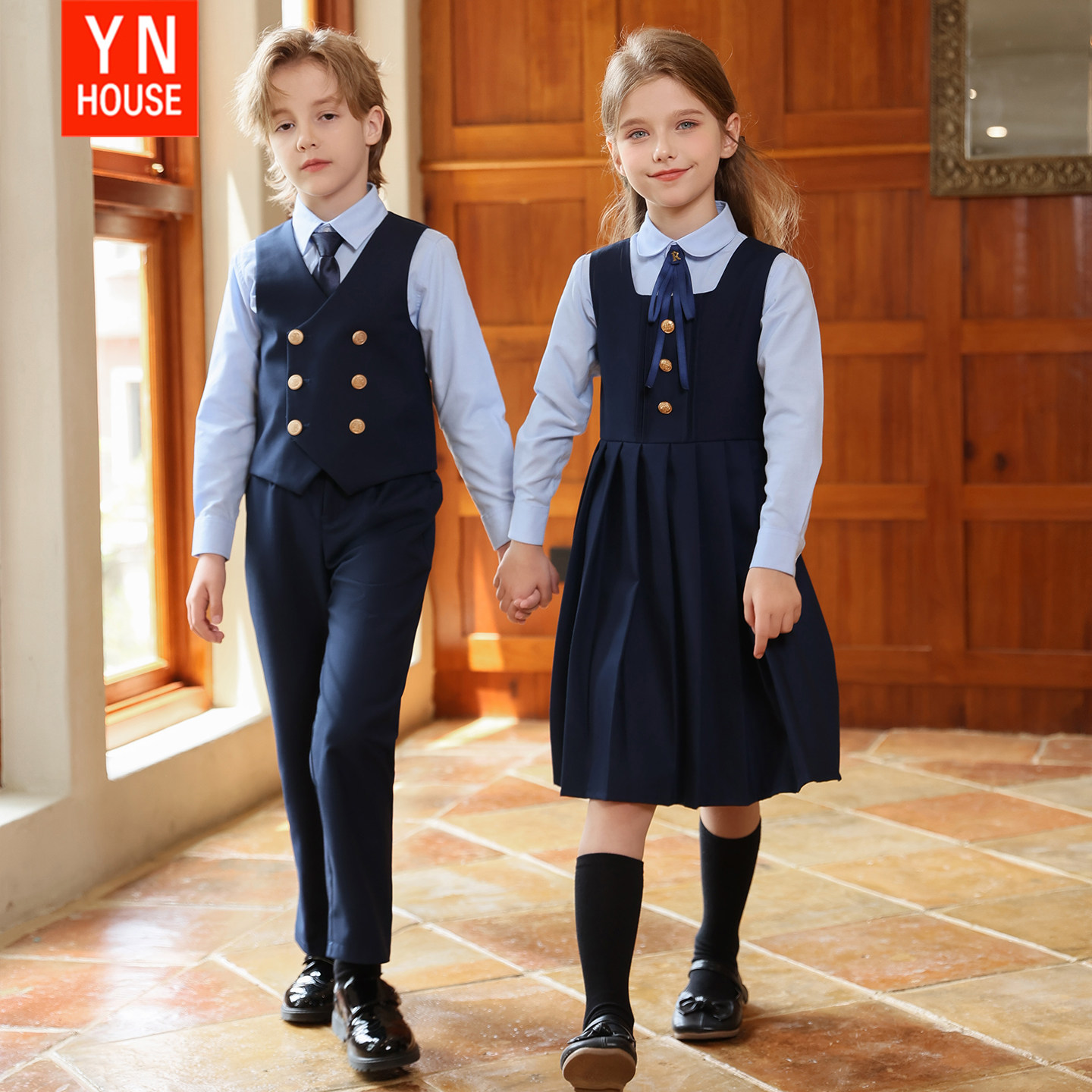 元旦儿童演出服英伦风长袖衬衫长裤马甲班服合唱服朗诵舞台装童装,淘宝优惠券,粉丝福利购,淘宝优惠卷