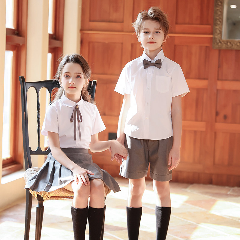 六一儿童演出服男女童学院风校服夏季白色短袖衬衫朗诵套装合唱服,淘宝优惠券,粉丝福利购,淘宝优惠卷