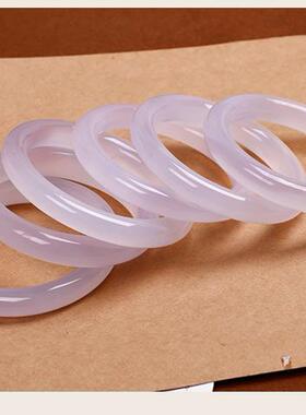 高冰种紫罗兰玉髓手镯圆条薰衣草淡紫色玛瑙荔枝冻贵妃美人镯女款