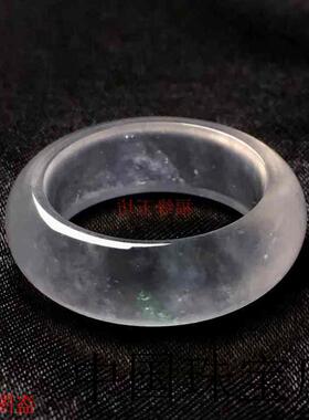 高端缅甸老坑翡翠色玉冰种戒指白冰戒圈高冰木那雪花棉戒指玉石扳