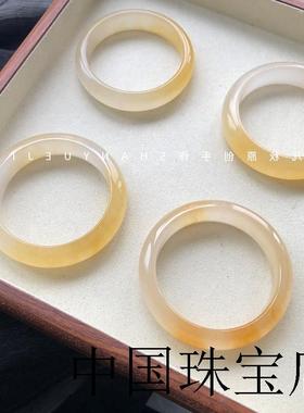 云南特产纯天然黄龙玉手镯正圈扁条粉色黄色百搭少女款玉镯子证书