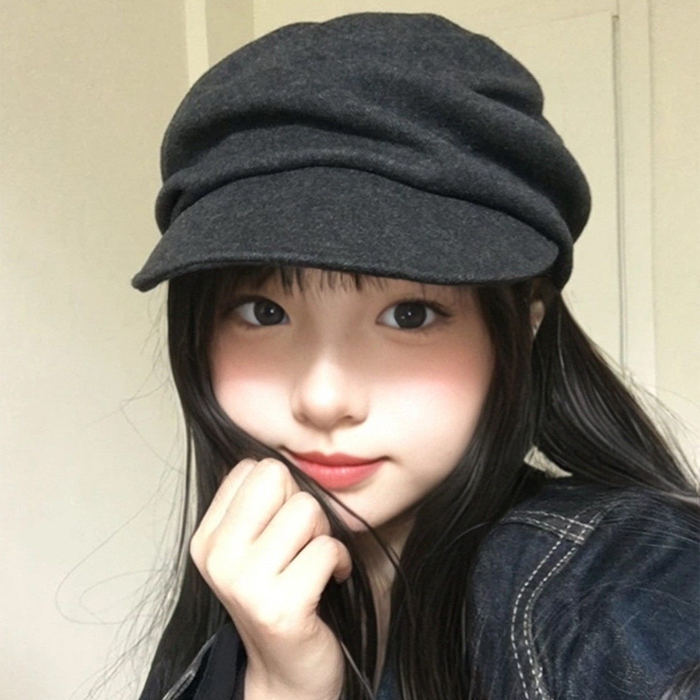 山本风黑色褶皱贝雷帽女秋冬日系百搭显脸小报童帽大头围画家帽子,淘宝优惠券,粉丝福利购,淘宝优惠卷