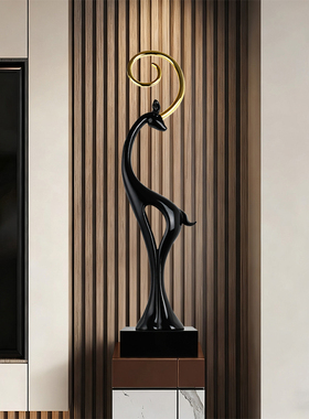 现代轻奢玄关福禄双全鹿摆件