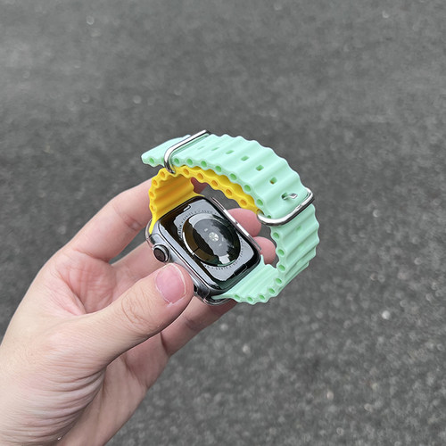 海洋硅胶撞色运动表带适用于 applewatch苹果手表iwatchS11/10SE3 - 图2