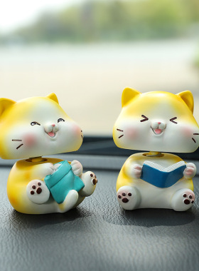 憨乐喵生活摇头汽车载摆件车载中控台装饰创意萌宠猫卡通公仔摆件