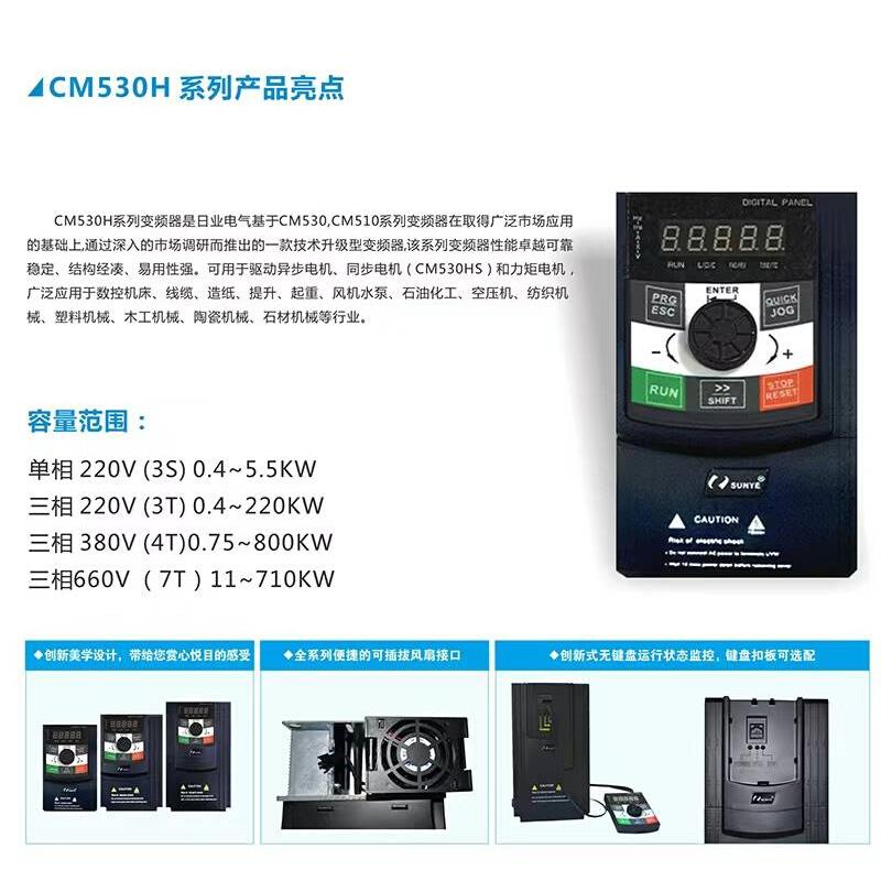 日业变频器CM530H 1.5KW2.2KW4KW5.5KW7.5KW11KW15KW22KW30KW37KW-图0