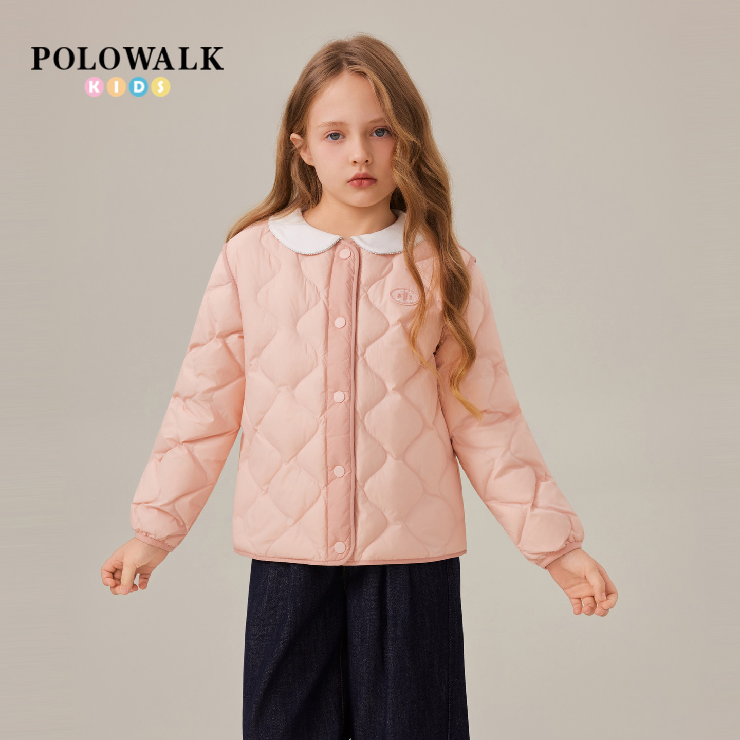 POLOWALK童装男女童羽绒服2025秋冬新品菱格时尚轻薄大童羽绒外套 - 图0