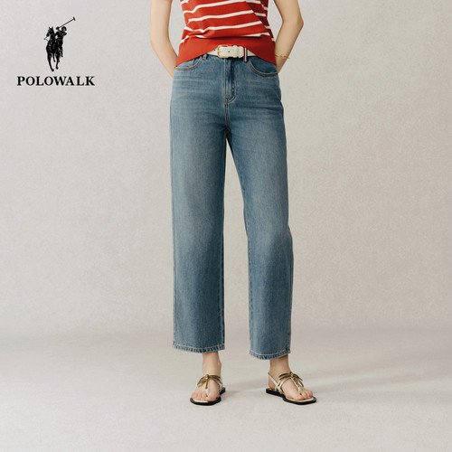 POLOWALK牛仔裤女式春夏新品休闲裤百搭显瘦高腰气质长裤子 - 图1