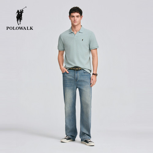[特惠]POLOWALK男式短袖POLO衫简约剪刀领短袖商务POLO衫 - 图3