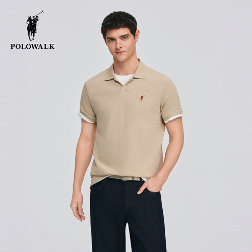 [特惠]POLOWALK男式短袖POLO衫简约剪刀领短袖商务POLO衫 - 图1