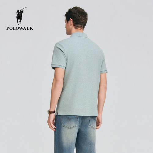 [特惠]POLOWALK男式短袖POLO衫简约剪刀领短袖商务POLO衫 - 图2