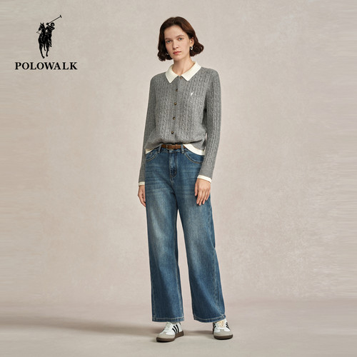 POLOWALK女式牛仔裤2026春新品复古直筒百搭牛仔长裤 - 图3