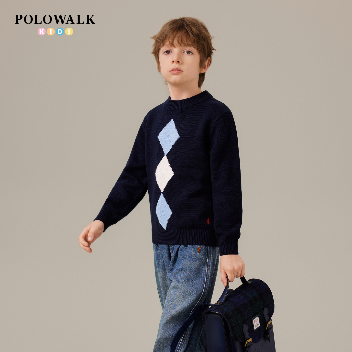 POLOWALK男童毛衣秋冬新款半高领百搭打底衫