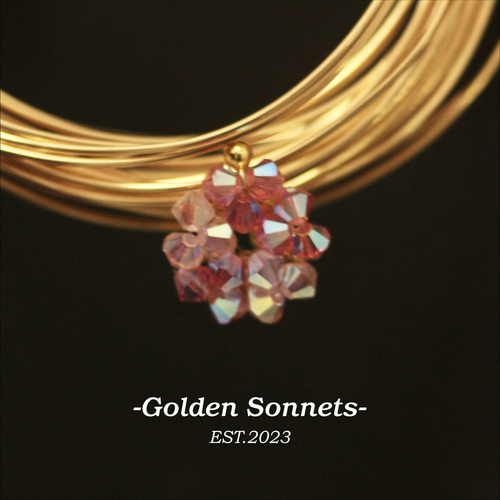 GoldenSonnets*粉梦樱花*原创粉色花环小众个性耳环手工耳饰气质