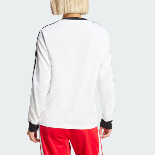 Adidas/阿迪达斯正品三叶草女士圆领套头条纹长袖T恤JC5776 - 图0