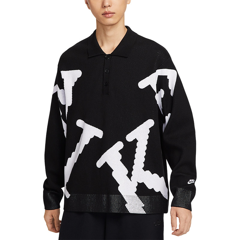 Nike/耐克正品2025秋季款男士日常翻领套头针织套头衫HV1437-010,淘宝优惠券,粉丝福利购,淘宝优惠卷