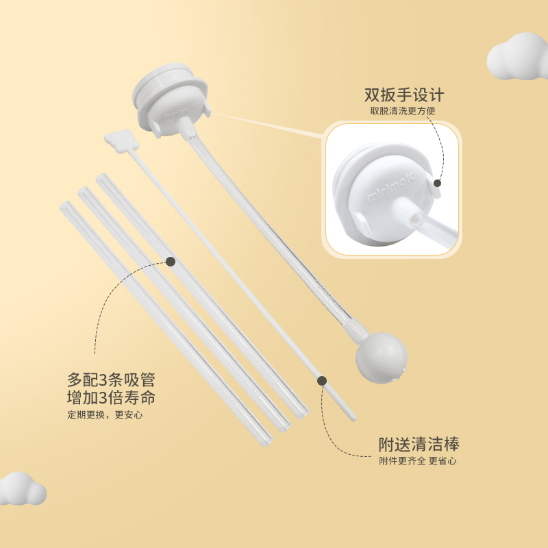 minimoto小米米重力球配件适配贝亲奶瓶三代宽口径奶嘴吸管组学饮