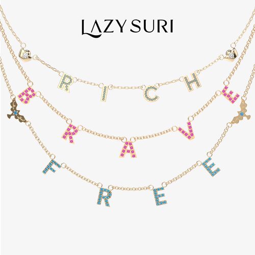 LAZYSURI星光字母系列叠戴开口戒指项链 - 图2