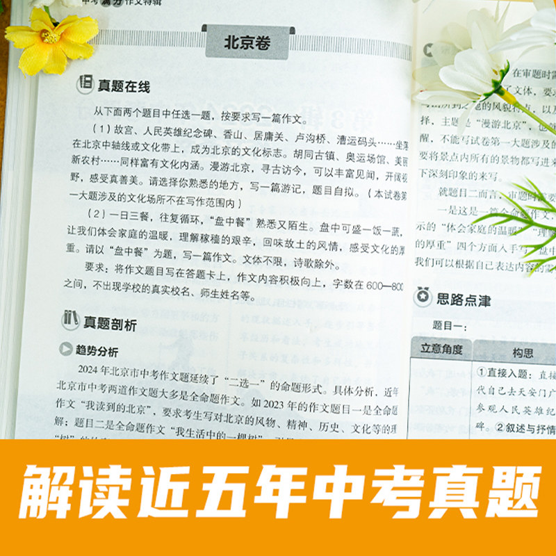 开心 2025新版5五年中考满分作文特辑大全2021-2024历年真题作文素材精选命题趋势解析七八九年级上下册通用范文精选万能模板