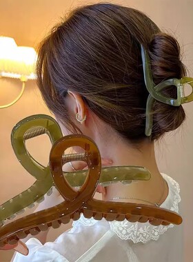 韩系ins果冻色渐变抓夹女高级感