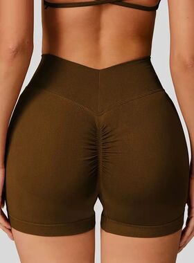 Women's High-Waist Yoga Sports Shorts Summer V-Shaped Widen