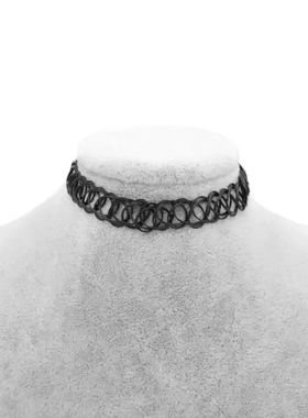 Vintage Elastic Braided Fish Thread Choker Gothic Black Chok